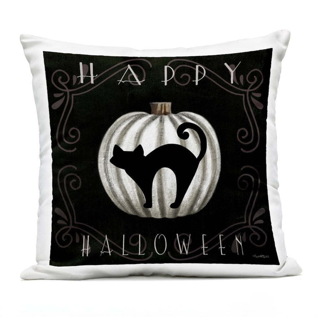 Stupell Happy Halloween Cat & Pumpkin Printed Outdoor Throw Pillow Design by Elizabeth Tyndall
