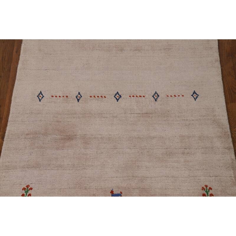 Little Animals Design Gabbeh Indian Foyer Rug Handmade Silk Carpet - 3'0"x 4'11"