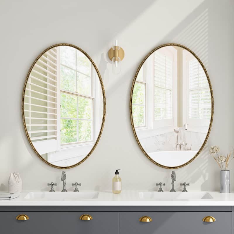 Iron Art Oval Retro Mirror, Antique Effect, Wall Hanging