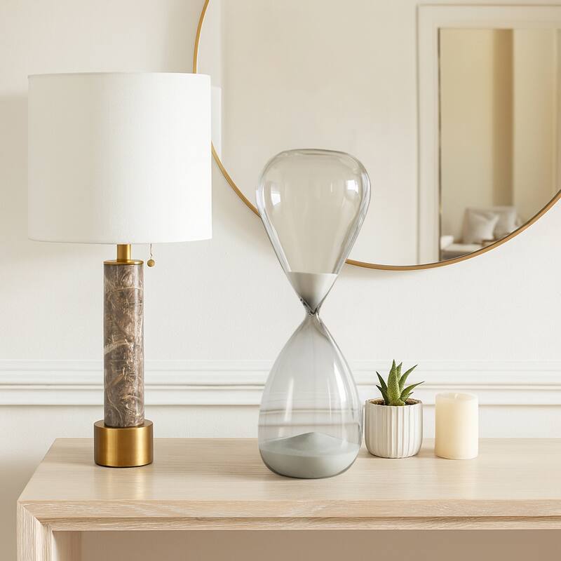 Modern Glass Hourglass Sculpture - Home Decor