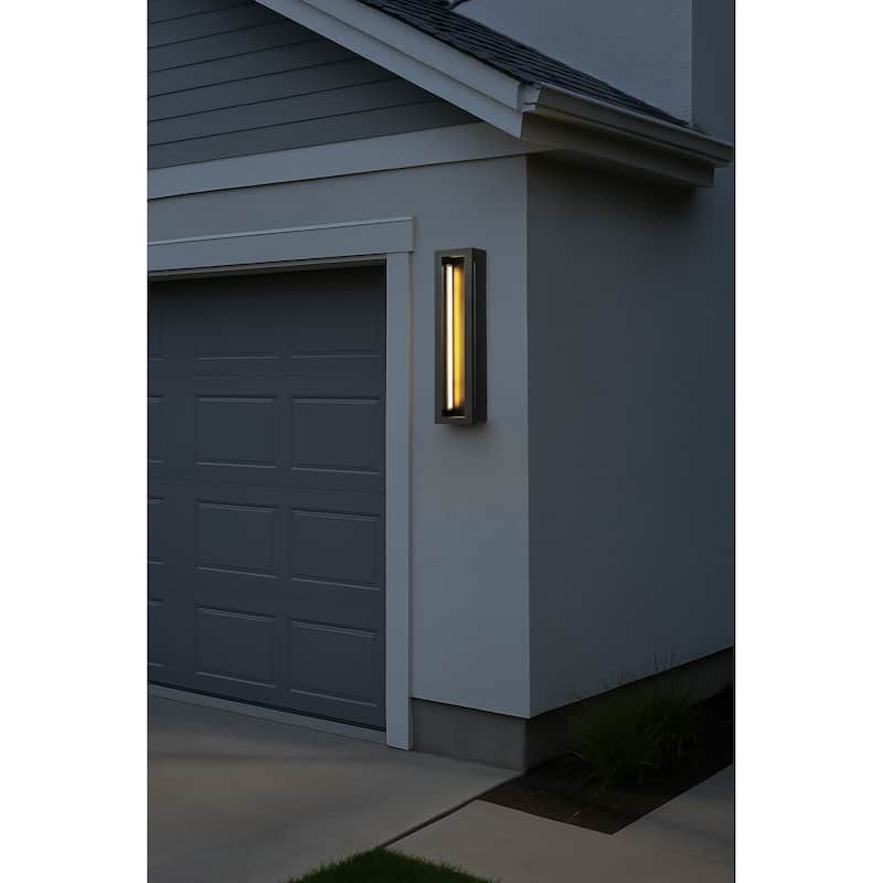 Modern Outdoor Wall Light with Dusk to Dawn Sensor Linear Matte Black Wall Sconce with Acrylic Shade for Entryway(2 Pack) - W5''