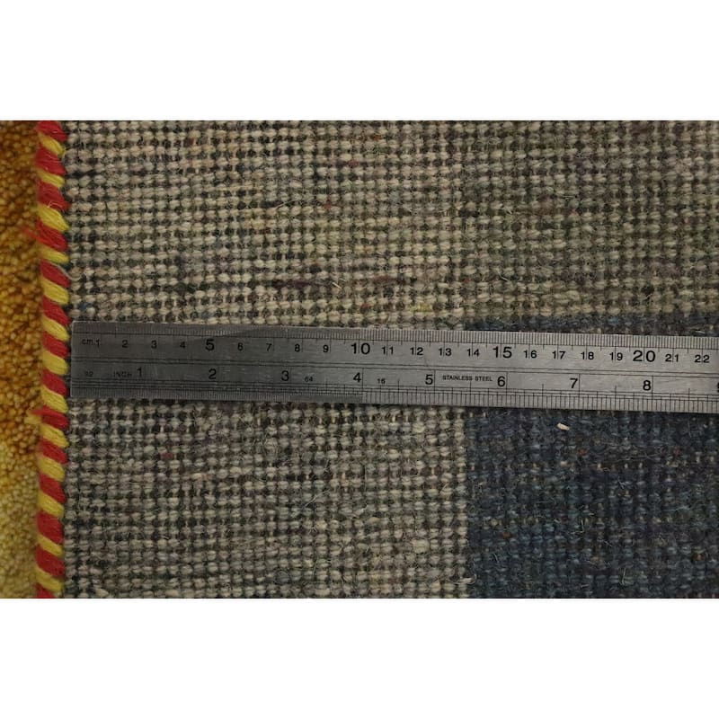 Hand Knotted Oriental 100% Wool Carpet Modern Geometric Multi-Colored Gabbeh Area Rug - 6' 5'' X 4' 6''
