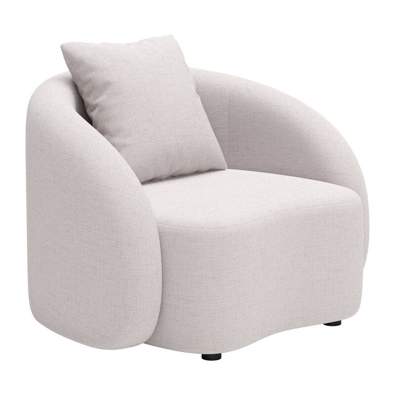 HomeRoots 42" Beige Outdoor Accent Chair with Beige Cushions