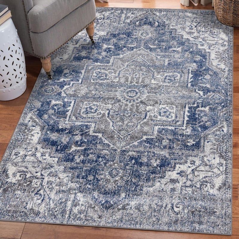 Luxe Weavers Modern Oriental Area Rug - Denim - 5' x 7'