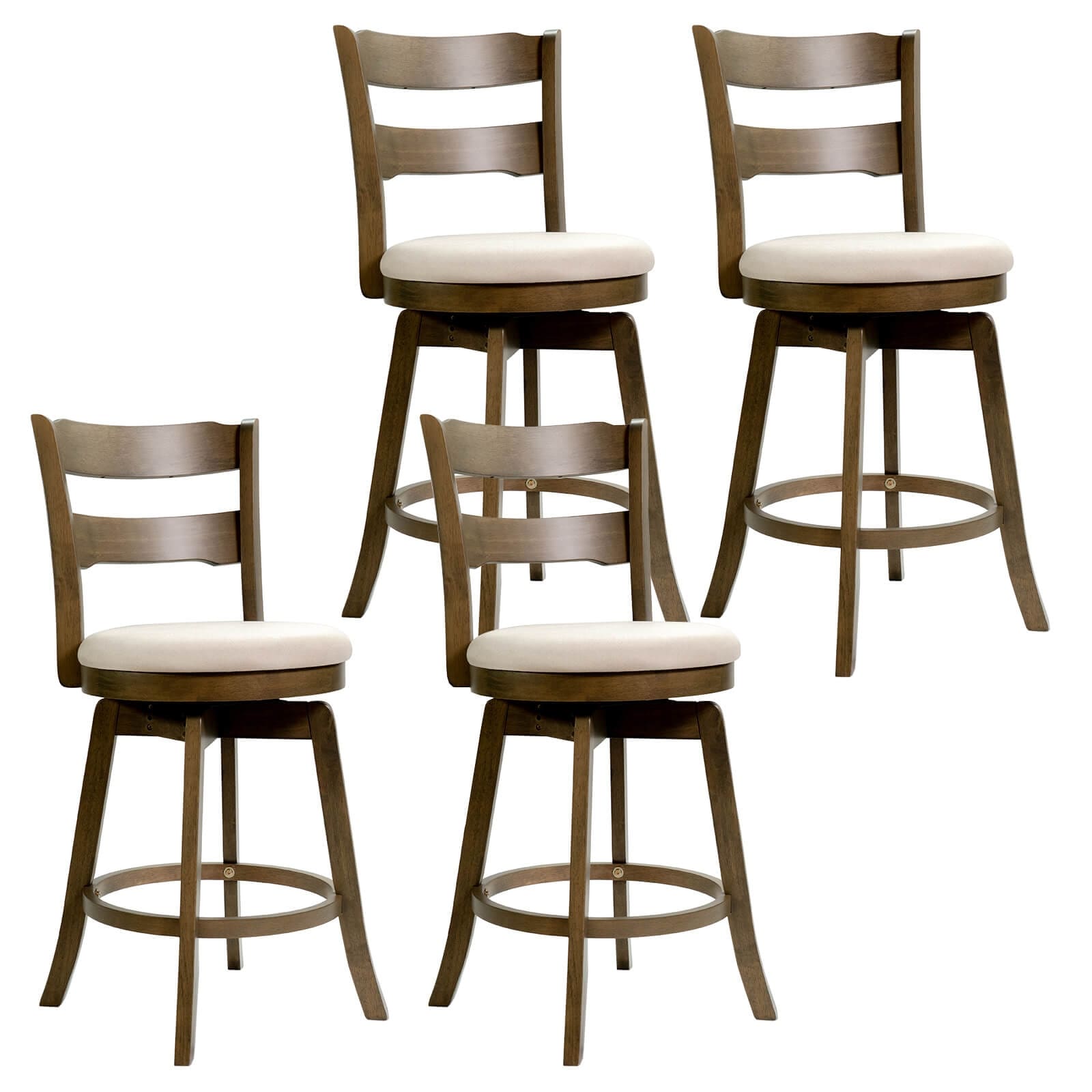Costway 25” Swivel Counter Barstools Set of 2/4 with Backrest