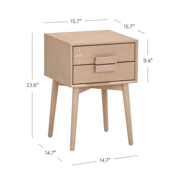 dimension image slide 5 of 14, Nathan James Harper 2-Drawer Mid-Century Side Table