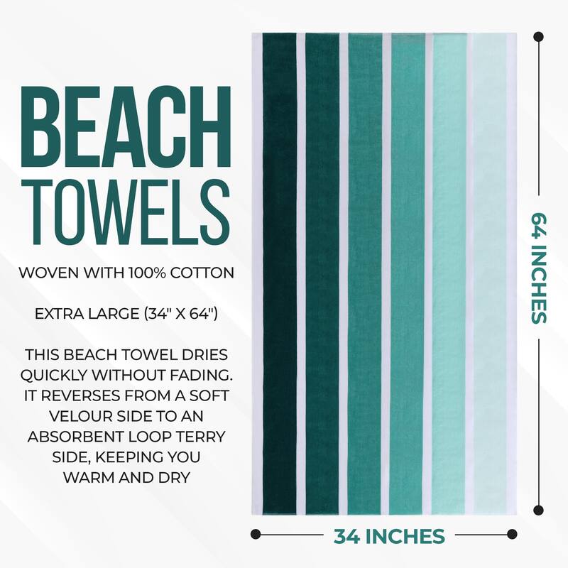 Superior Faded Stripes Cotton Velour Quick-Dry Oversized Beach Towel