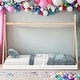 preview thumbnail 1 of 7, Twin Size Tent Floor Bed with Triangle Structure, Safe Design, Easy Access, White + Natural Finish White+Natural