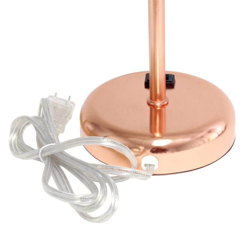 Stick Table Lamps with Drum Shade - 19.5" - Rose Gold and White - Set of 2