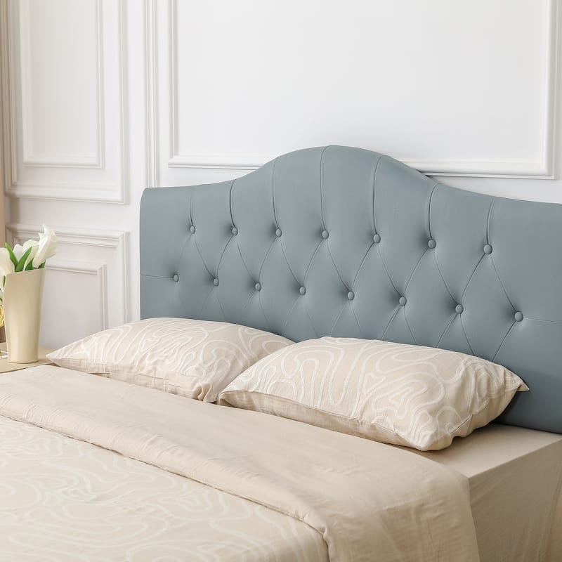 Adeco Camelback PU Leather Headboard Tufted Upholstered Headboard for Queen Bed