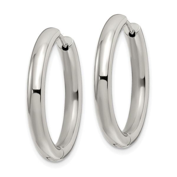 Stainless Steel Polished X Hinged Hoop Earrings