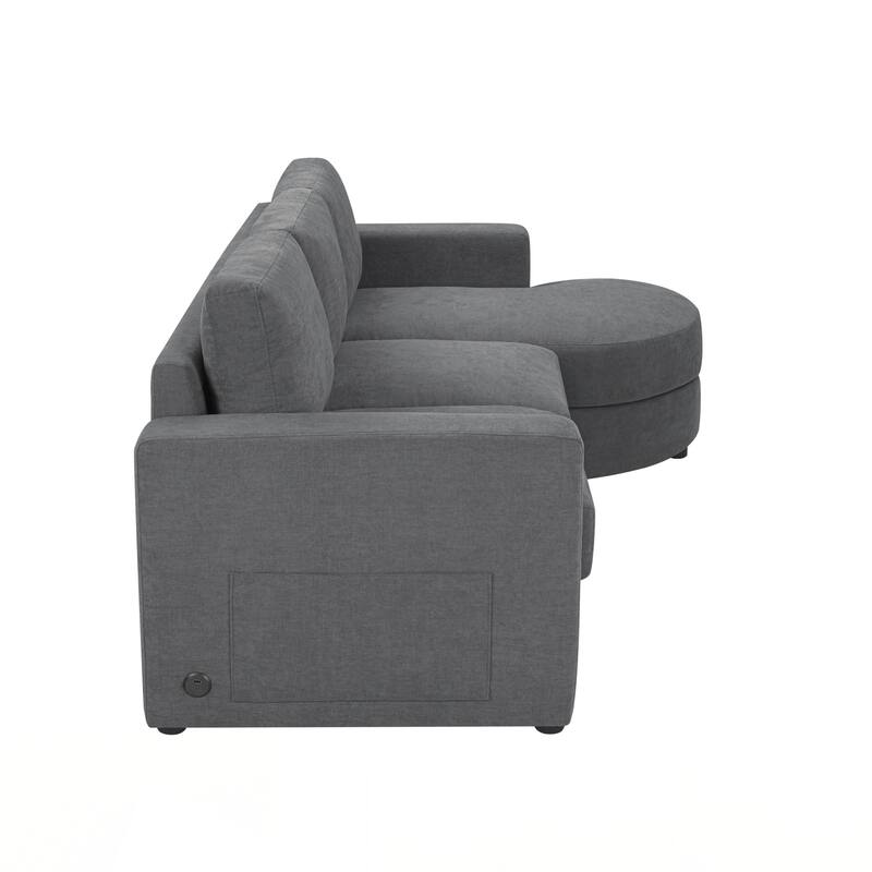 Modern Sectional Sofa 84.6" L-shaped Sofa Couch with a Curved Chaise Lounge