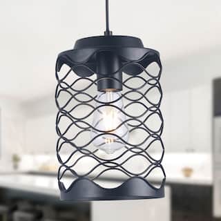 Cusp Barn Chandelier Caged Pendant Light Matte Black Modern Lighting for Indoor