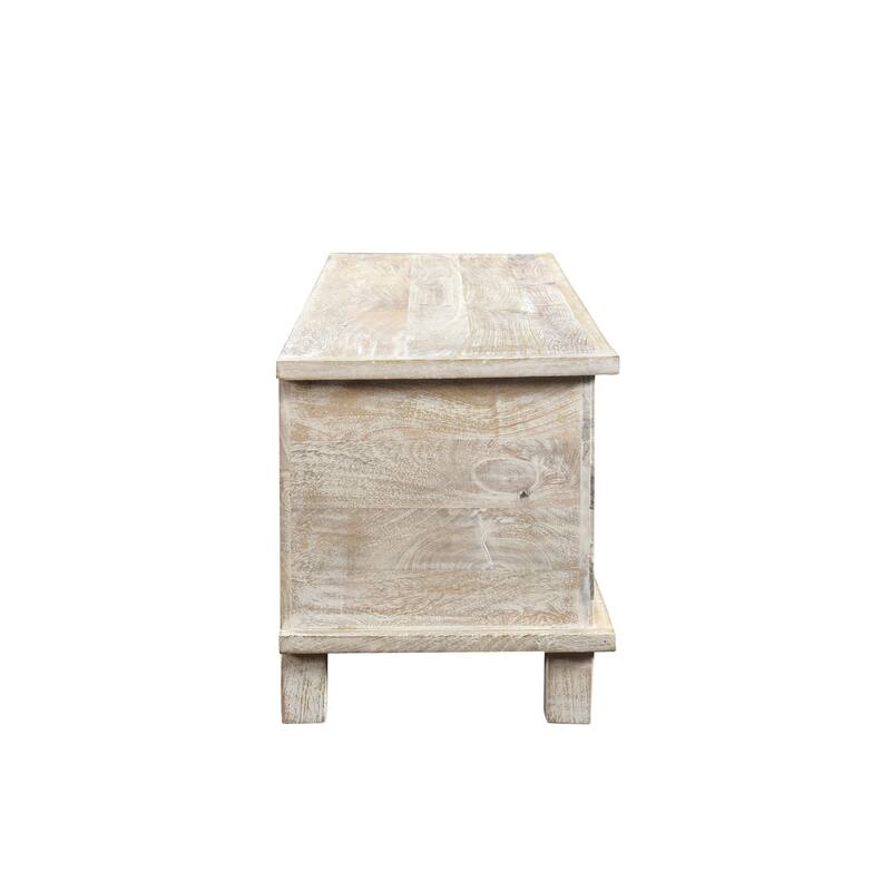 Storage Ottoman with Solid Wood Frame