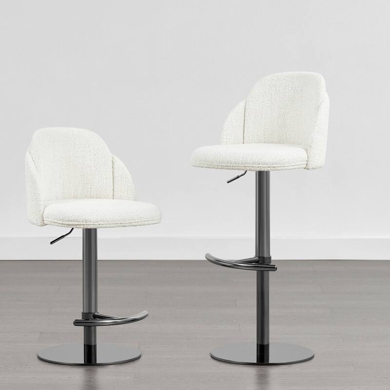 Spruce & Spring Joseph Modern Adjustable Swivel Counter Bar Stools with Back and Arched Footrest