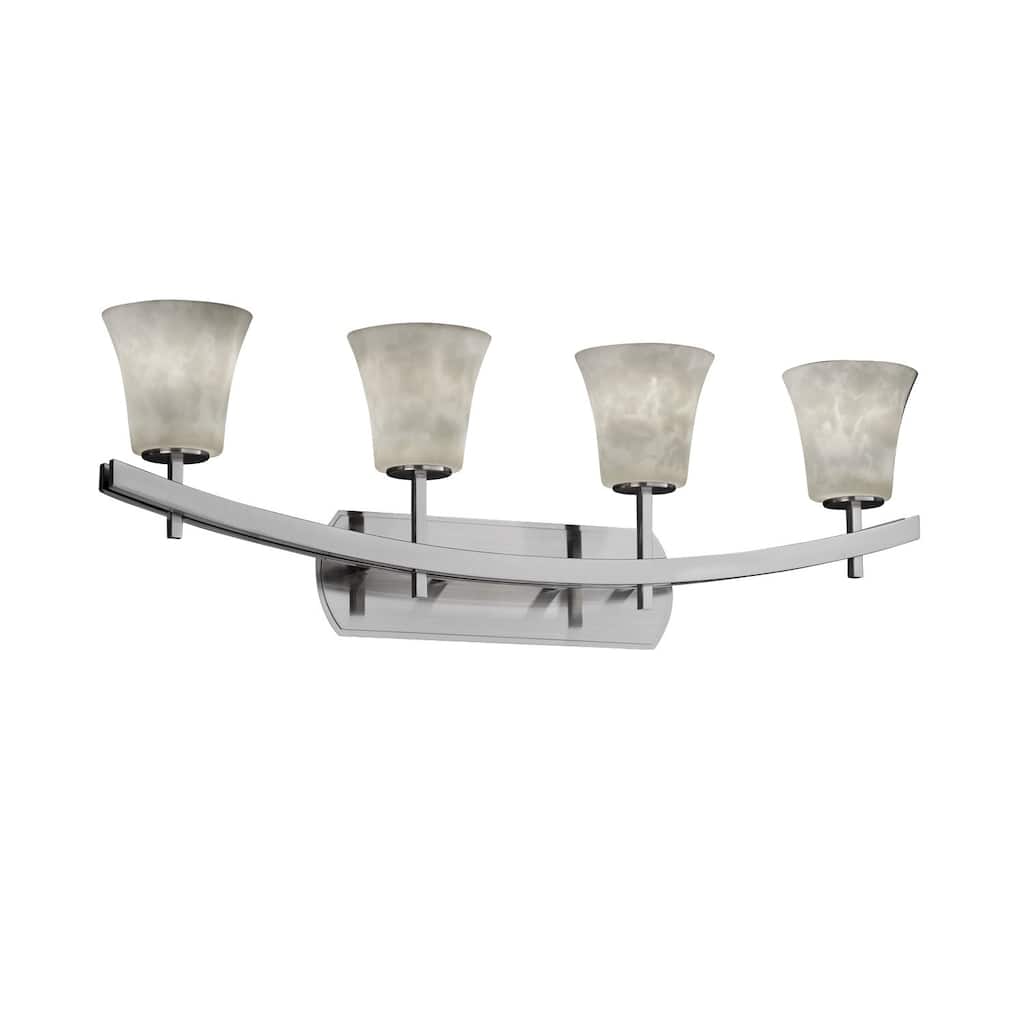 Justice Design Clouds Archway 4-light Brushed Nickel Bath Bar, Clouds Round Flared Shade