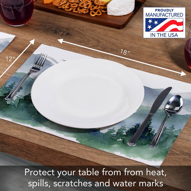 Northwest 4-Pack Poly-Cotton Blend Placemats Manufactured in The USA Machine Washable Dryer Safe