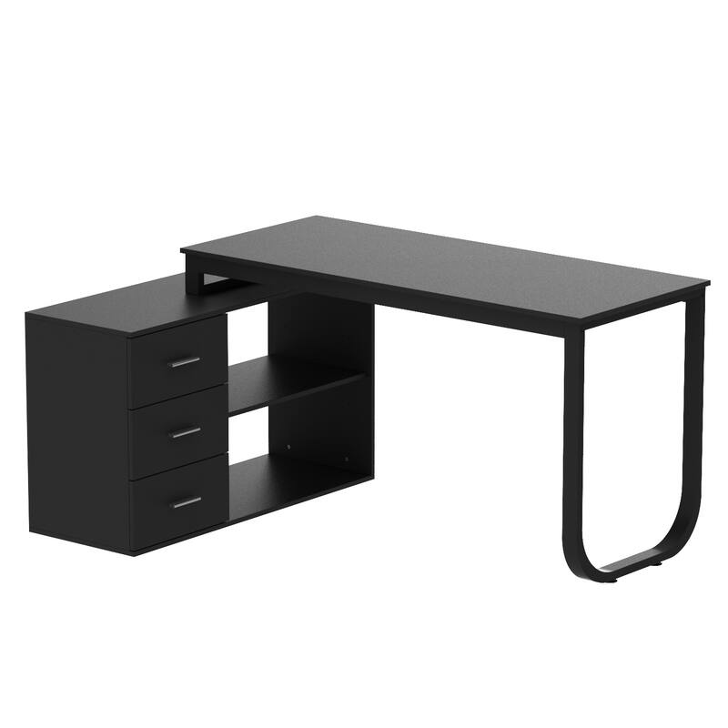 55" L-Shaped Computer Desk - Storage Workstation - 5 Colors Large