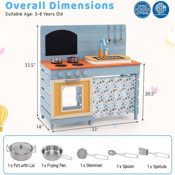 Wooden Toy Playset Outdoor Mud Kitchen for Kids Aged 3-8