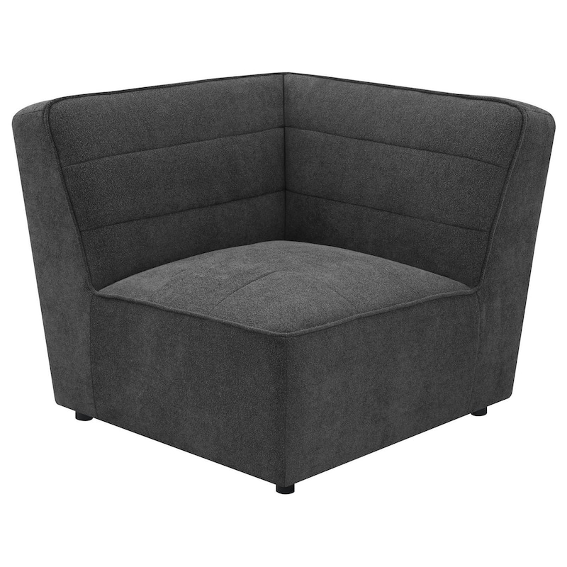 Suri 37 Inch Modular Corner Wedge, Soft Modern Boucle Fabric, Gray