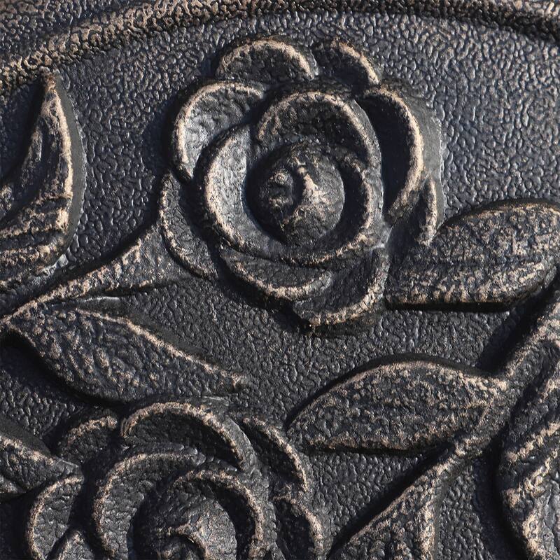 Outsunny 18" Round Decorative Resin Rose Floral Umbrella Pole Holder with Elegant Bronze Finish & Universal Coupler