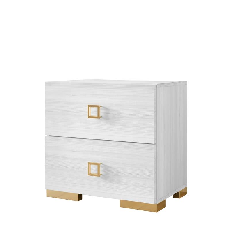 CraftPorch Modern Gold Legs Storage 2-Drawer Nightstand (Set of 2)