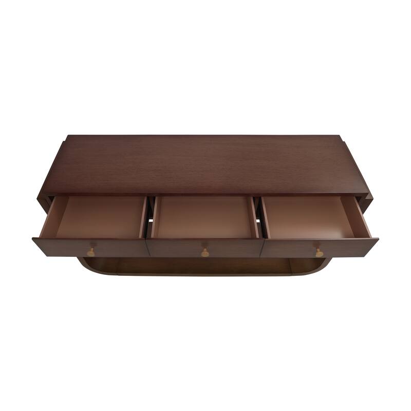 Christopher Knight Home - Alderwood Paulownia Veneer 3 Drawers Console Table with Curved Legs and Ample Storage