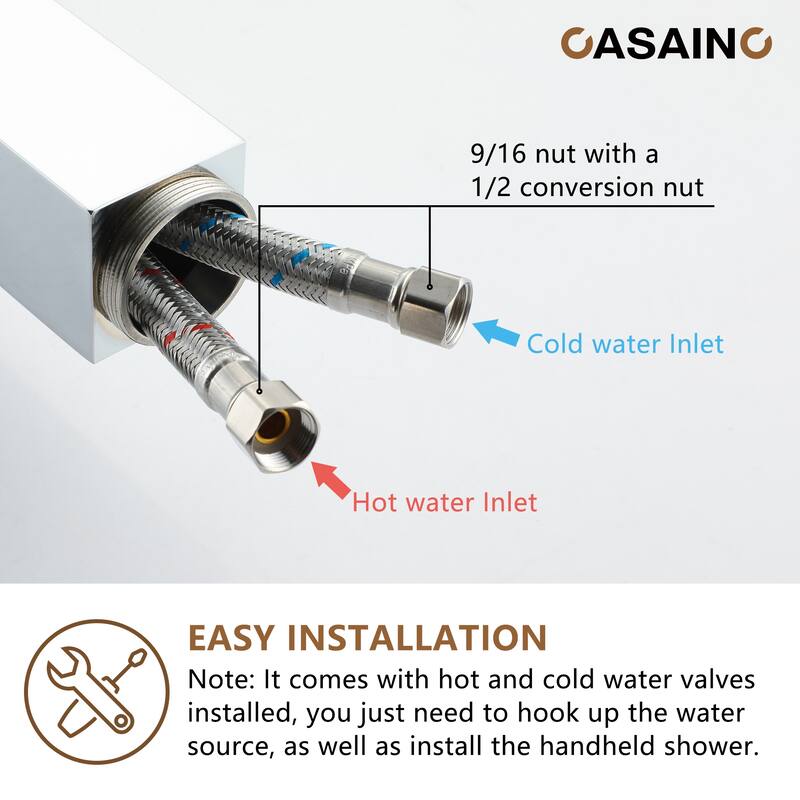 CASAINC Single-Handle Freestanding Floor-Mount Roman Tub Faucet Bathtub Filler with Hand Shower
