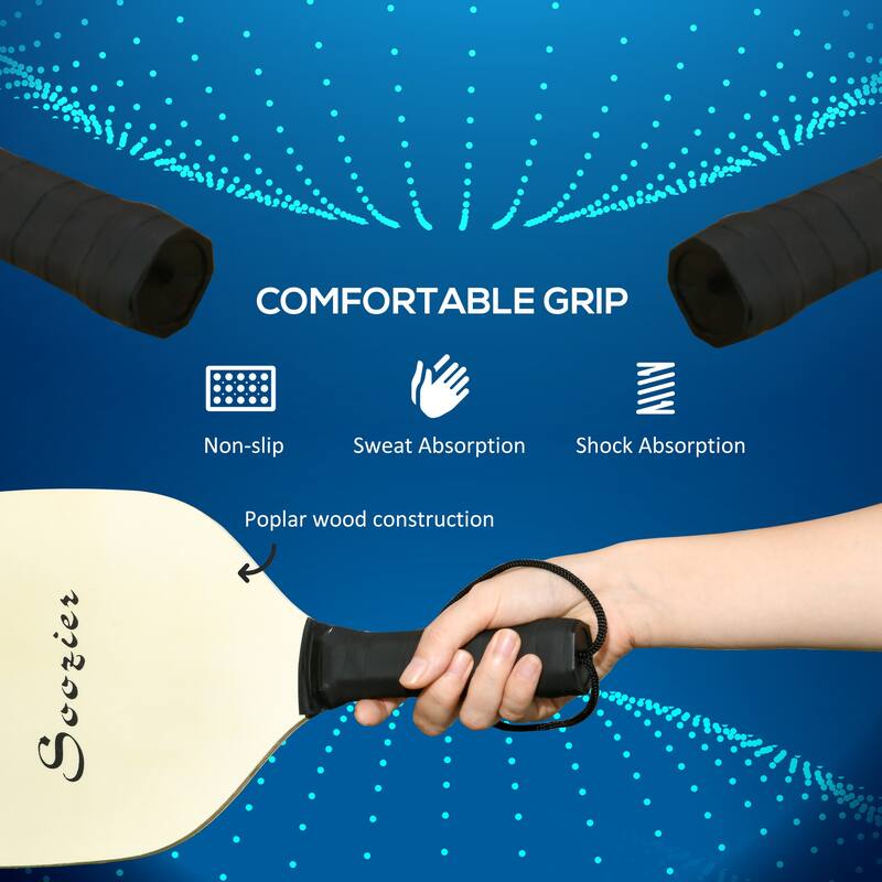 Soozier Pickleball Set with Net, Court Markers and Wheels, 22FT Portable Pickleball Net for Driveway