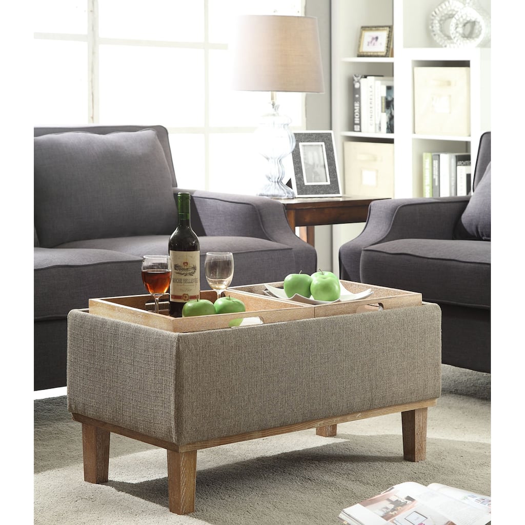 Convenience Concepts Designs4Comfort Brentwood Storage Ottoman with Reversible Trays