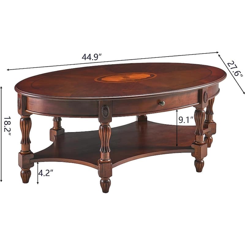 Solid Wood Coffee Table Console Table with Storage Drawer