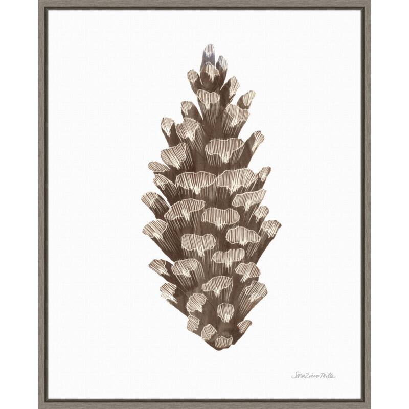 Peace and Joy Pinecone by Sara Zieve Miller Framed Canvas Wall Art