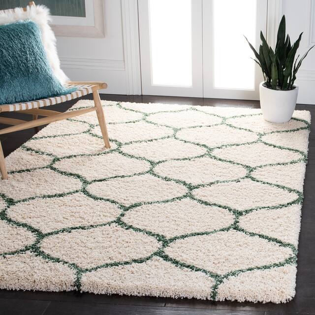 SAFAVIEH Hudson Shag Ogee Trellis 2-inch Thick Area Rug - 8' x 10' - Ivory/Green