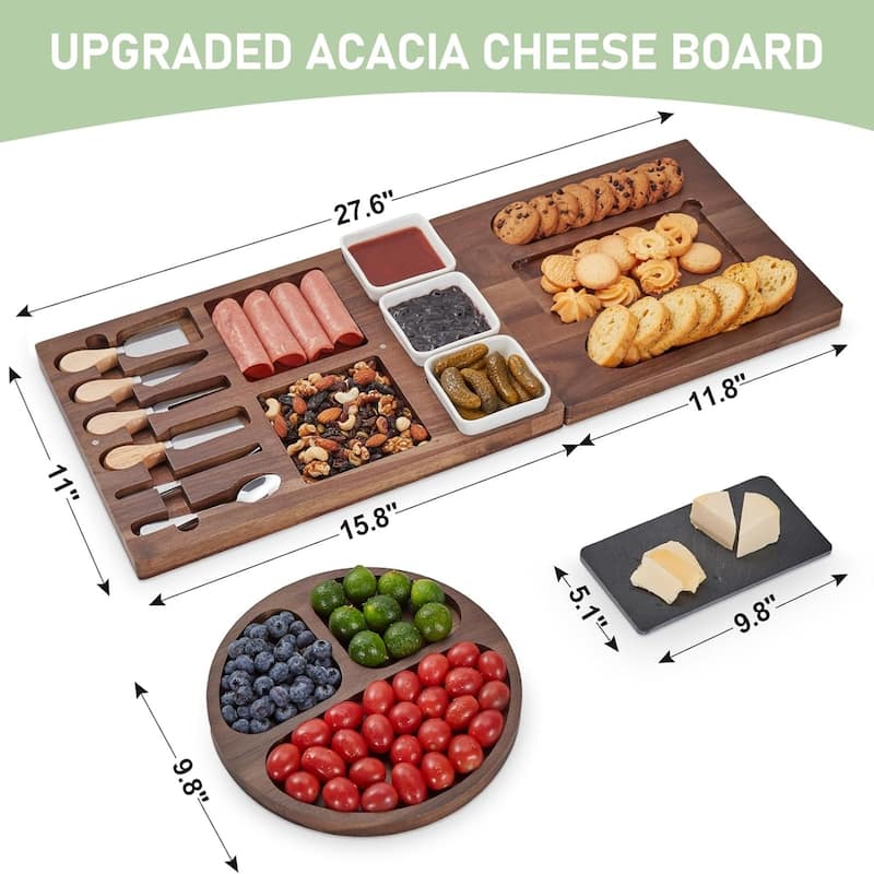 19-Piece Wood Cheese Board Set