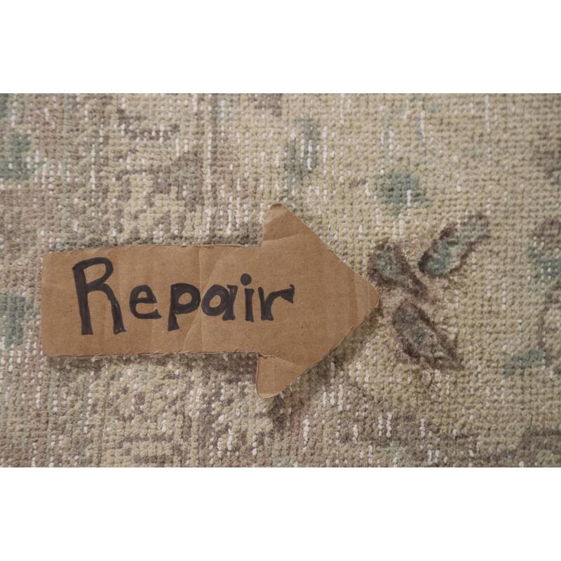 Hand Knotted Oriental 100% Wool Carpet Traditional Floral Beige & Ivories Tabriz Area Rug - 12' 5'' X 9' 8''