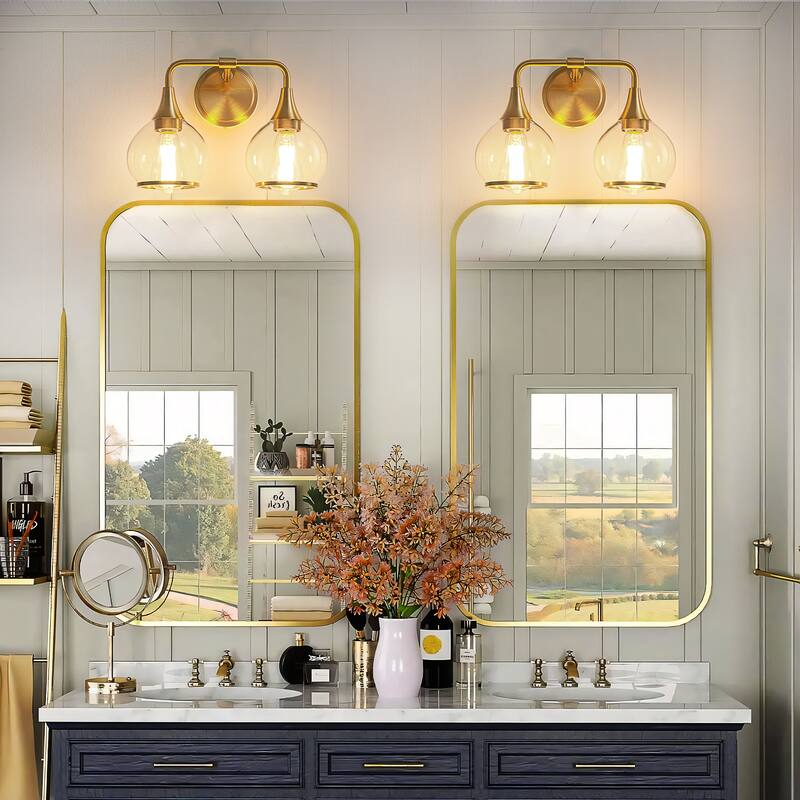 Modern Vanity Lights Dimmable Bathroom Light Fixtures with Glass Shade