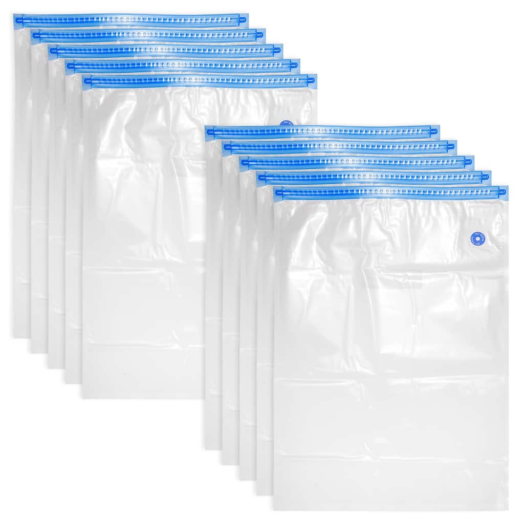 10pcs Sous Vide Bags Reusable Vacuum Food Storage Zipper Bags 34cm x 26cm - White