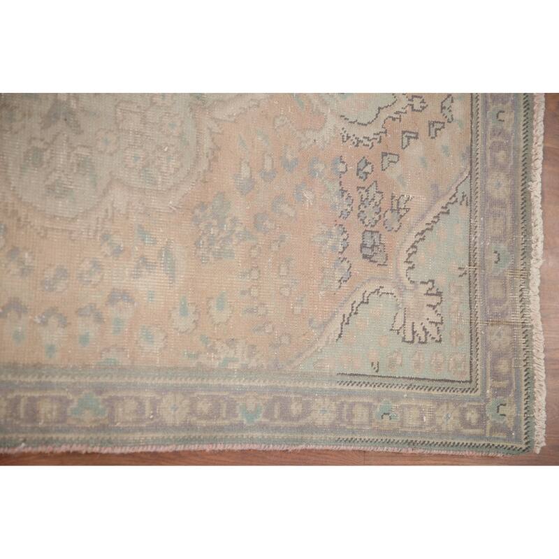 Hand Knotted Oriental 100% Wool Carpet Traditional Floral Pink Tabriz Area Rug - 4' 7'' X 3' 1''