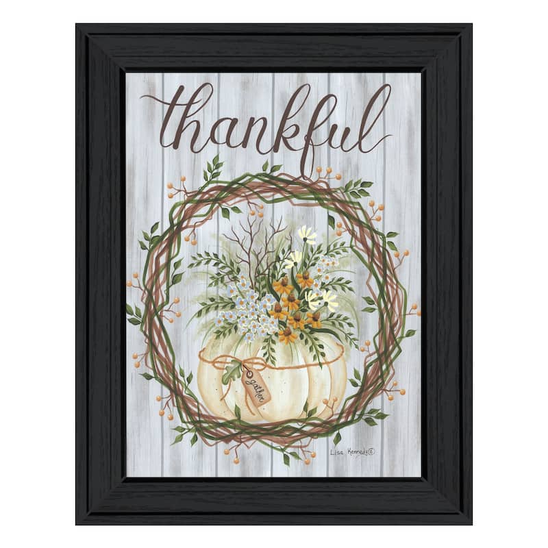 TrendyDecor4U Contemporary "Thankful Wreath" Framed Print Wall Art