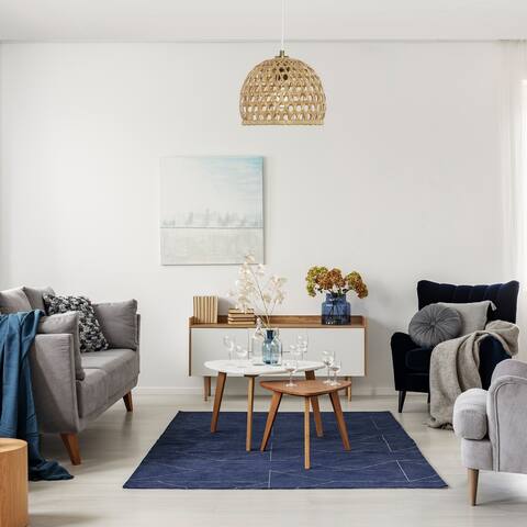 Esther River of Goods Metal and Tan Bamboo Dome Shade 10.25-Inch Pendant Light - 10.25" x 10.25" x 10.25/58.25"