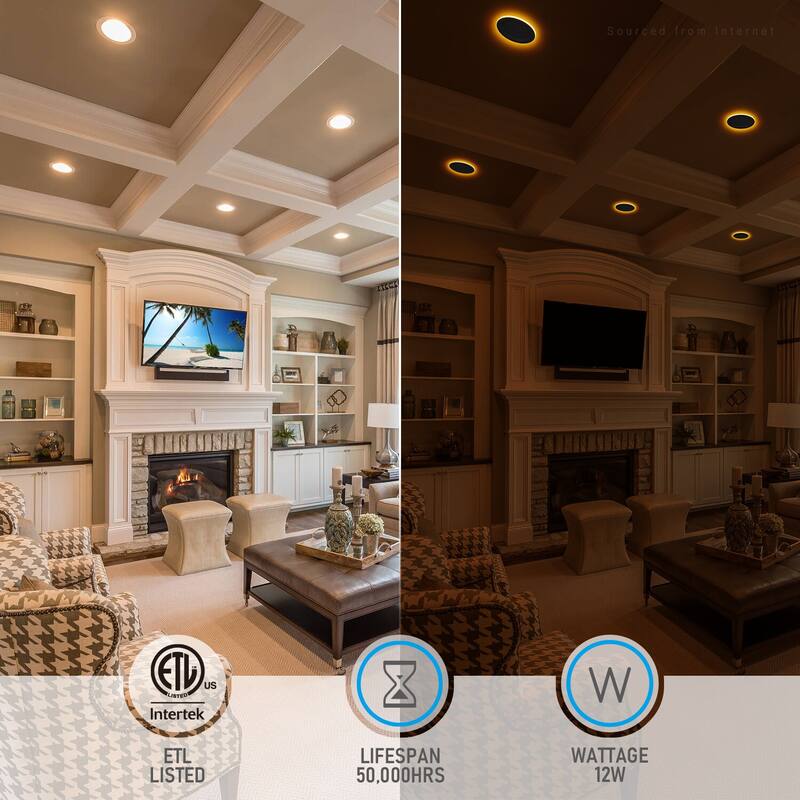 6" 5CCT LED Recessed Light, Anti-Glare Baffle Trim Night Light, CRI90 - 12pack