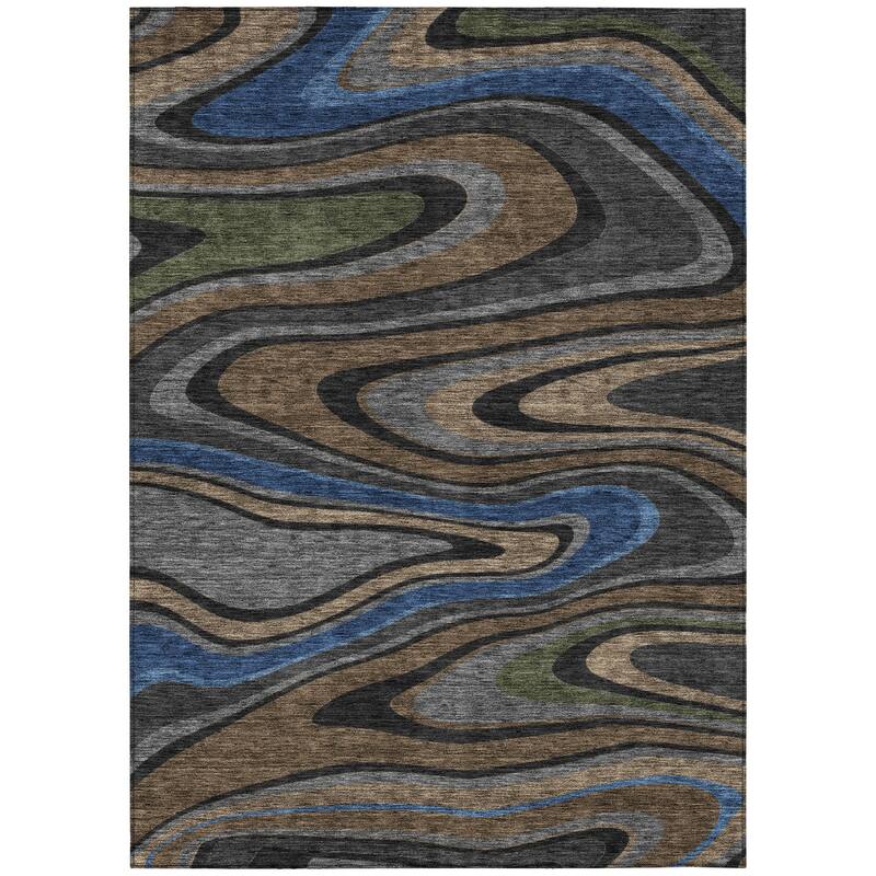 Machine Washable Indoor/ Outdoor Abstract Busey Chantille Rug