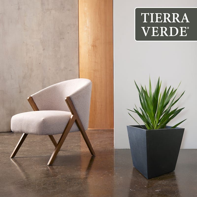 Tierra Verde 2 Pack Indoor Outdoor 13 Inch Self Watering Planters, Sonata, Black - 14