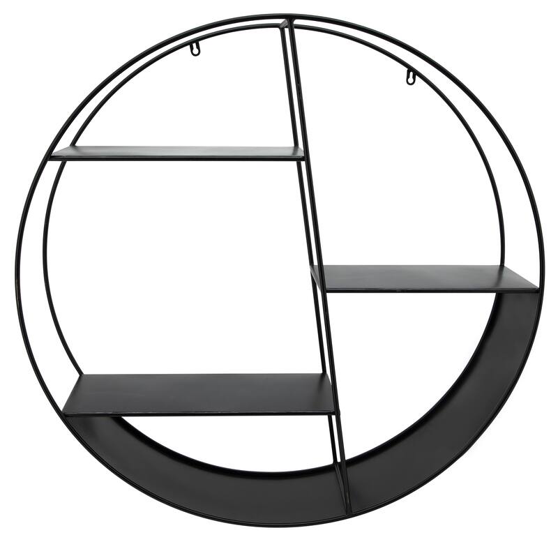 Sagebrook Home Modern 32" Round Black Shelf 4 Layered Contemporary Floating Metal Wall Shelf - 32" x 7" x 32"