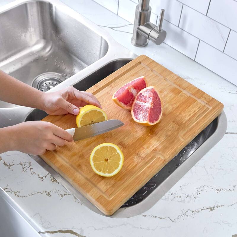 STYLISH 18 inch Over the Sink Bamboo Cutting Board A-904 - 18" x 12" x 1"