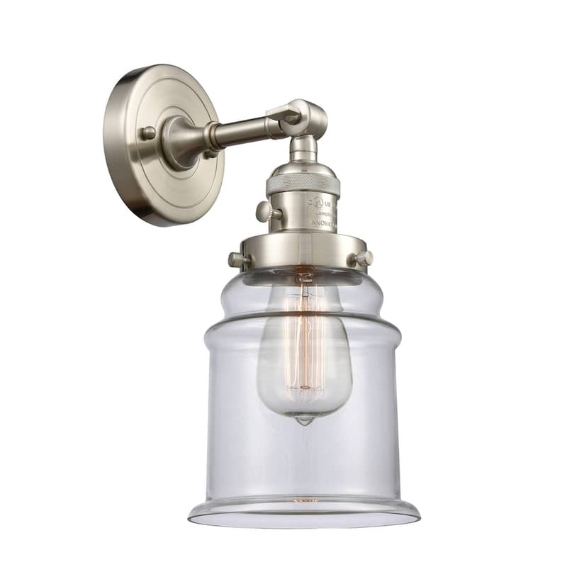 Innovations Lighting Canton Single Light 11" Tall Bathroom Sconce - 3 - Brushed Satin Nickel / Clear