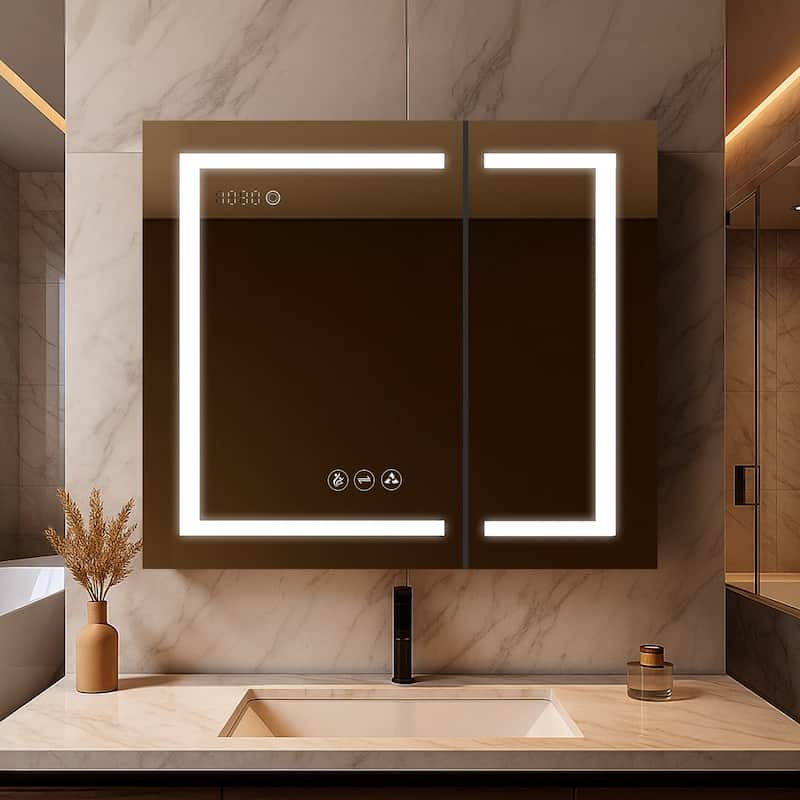 Blossom LED Medicine Cabinet with Mirror, Lighted, Defogger, USB - 36x32 Inch