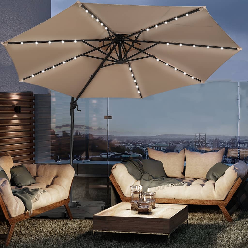 Ainfox 10 FT Aluminum Offset Outdoor Cantilever Umbrella with 360-degree Rotation