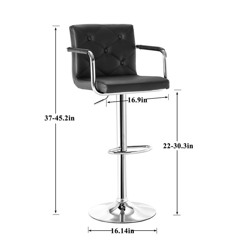 Javlergo Adjustable Height Swivel Bar Stools PU Leather with Back and Armrest, Set of 4 Barstools
