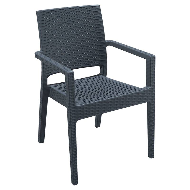 34" Gray Wickerlook Patio Stackable Dining Chair